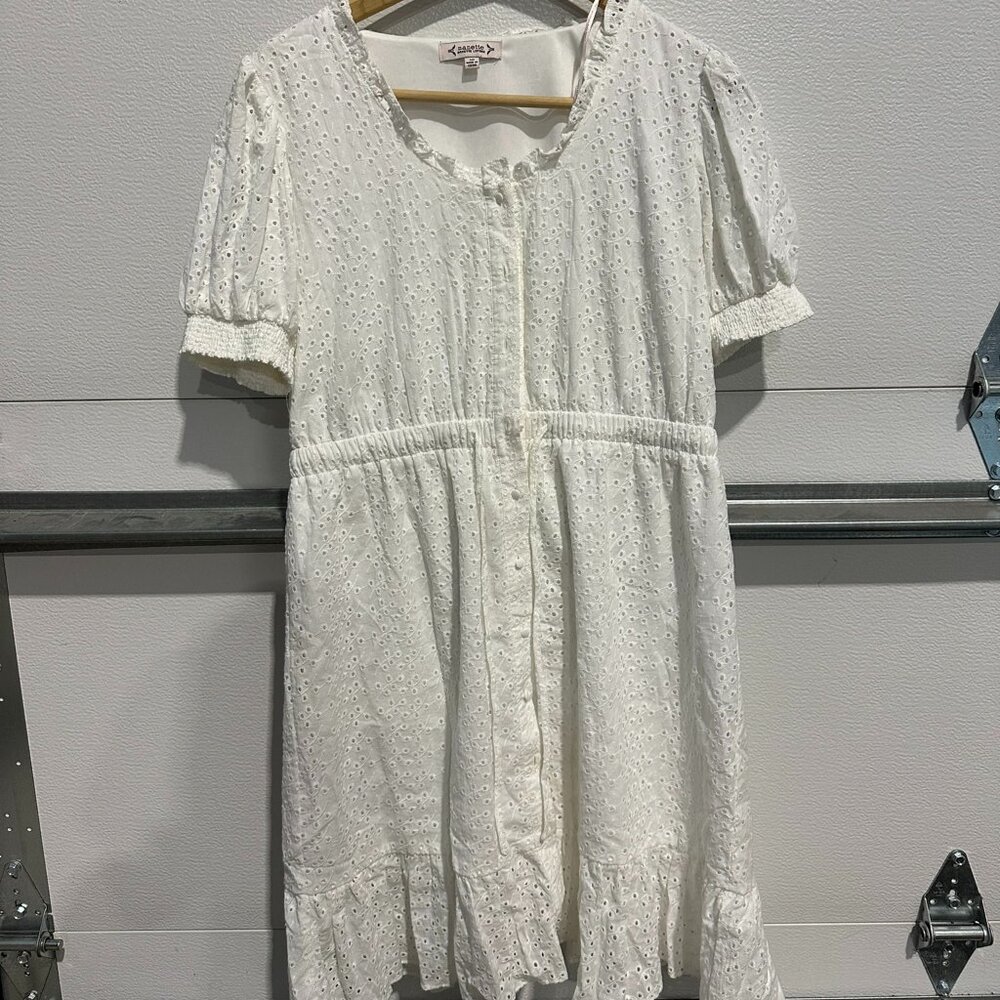 Nanette Lepore Size 10 White Eyelet Cotton Midi Dress